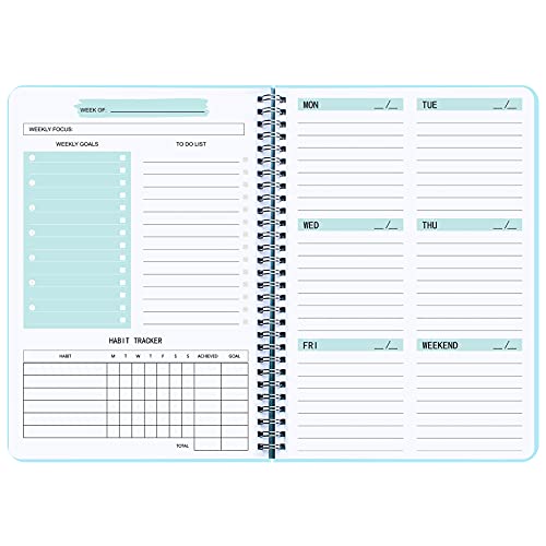 Undated Weekly Planner- Weekly Goals Notebook, A5 To Do List Planner with Spiral Binding, Weekly Goal Planner, 5.7 x 8.0 inches