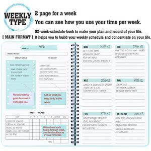 Undated Weekly Planner- Weekly Goals Notebook, A5 To Do List Planner with Spiral Binding, Weekly Goal Planner, 5.7 x 8.0 inches