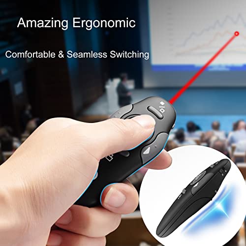 Wireless Presentation Clicker for PowerPoint Presentations, USB Dongle Wireless Presenter Remote with Laser Pointer Slide Clickers for Mac/Windows/Linux, Computer/Laptop, Google Slide/PPT/Keynote