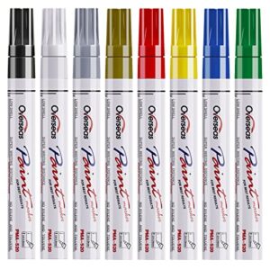 paint marker pens – 8 colors oil based paint markers, permanent, waterproof, quick dry, medium tip, assorted color paint pen for metal, wood, fabric, plastic, rock painting, stone, mugs, canvas, glass, art craft