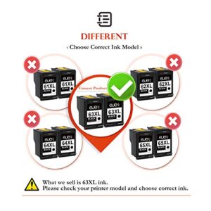 ejet Remanufactured 63XL Black Ink Replacement for HP 63XL Black Ink Cartridge, High Yield Work with OfficeJet 3830 4650 5255 Envy 4520 4512 4516 Deskjet 1112 3630 3634 3639 3632 2132 Printer(2 Black)