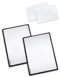 magdepo page magnifying sheet 3x lightweight optical plastic fresnel lens with 3x card magnifiers, for reading small prints, map, book, magazine, etc.