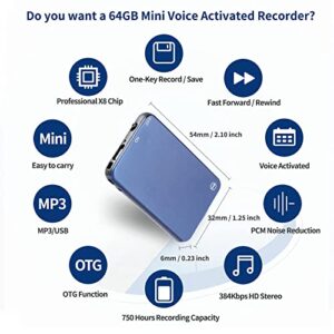 64GB Voice Recorder, Vormooi Voice Activated Recorder with 750 Hours Recording Capacity and 50 Hours Long Battrey Time, Audio Recorder for Lecture Interview Meeting Class