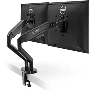 eveo premium dual monitor stand 10-32”,dual monitor mount vesa bracket, adjustable height gas spring monitor stand for desk screen – full motion dual monitor arm-computer monitor stand for 2 monitors