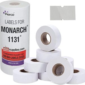 White Pricing Labels for Monarch 1131 Price Gun - 1 Sleeve, 20,000 Blank Marking Labels - with Ink Roll Included