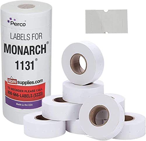 White Pricing Labels for Monarch 1131 Price Gun - 1 Sleeve, 20,000 Blank Marking Labels - with Ink Roll Included