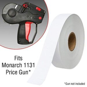 White Pricing Labels for Monarch 1131 Price Gun - 1 Sleeve, 20,000 Blank Marking Labels - with Ink Roll Included