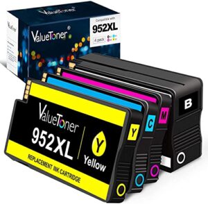 valuetoner remanufactured ink cartridges replacement for hp 952 xl 952xl high yield for officejet pro 8710 8720 7740 8740 7720 8715 8702 printer (1 black,1 cyan,1 magenta,1 yellow, 4 pack)