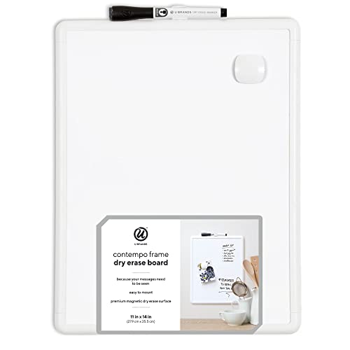 U Brands Contempo Magnetic Dry Erase Board, 11 x 14 Inches, White Frame