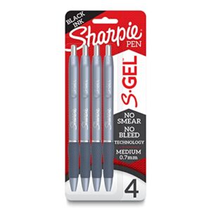 sharpie s-gel, gel pens, medium point (0.7mm), frost blue body, black gel ink pens, 4 count