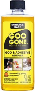 goo gone original – 2 ounce – surface safe adhesive remover safely removes stickers labels decals residue tape chewing gum grease tar