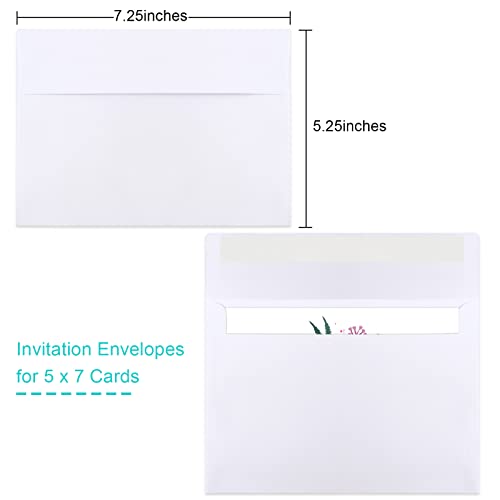 50 Packs 5x7 Envelopes, White A7 Envelopes, 5x7 Envelopes for Invitations, Printable Invitation Envelopes, Envelopes Self Seal for Weddings, Invitations, Photos, Postcards, Greeting Cards, Mailing