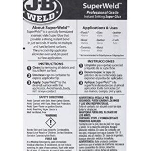 J-B Weld 33120H SuperWeld Glue - Clear Super Glue - 20g