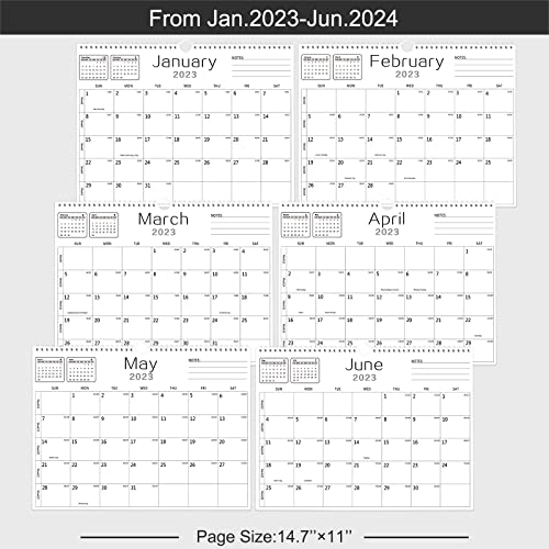 BHR Wall Calendar -Calendar 2023-2024 from Jan. 2023 to Jun. 2024 18 Months Calendar 14.7"×11"Thick Paper with Julian Dates and Block for New Year and Christmas Gifts (White)