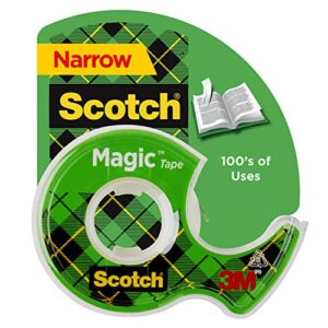 scotch magic tape, 1 roll, great for gift wrapping, numerous applications, invisible, engineered for repairing, 1/2 x 800 inches, dispensered (119)