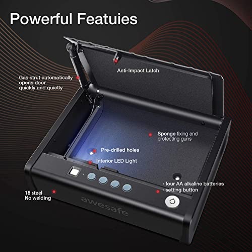 awesafe Gun Safe with Fingerprint Identification and Biometric Lock (Biometric Fingerprint Lock)