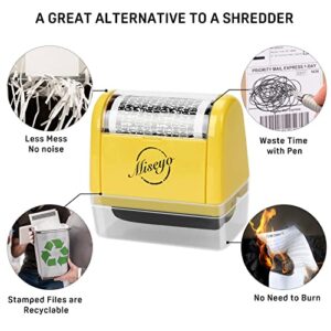 Miseyo Wide Identity Theft Protection Roller Stamp Set - Yellow (3 Refill Ink Included)