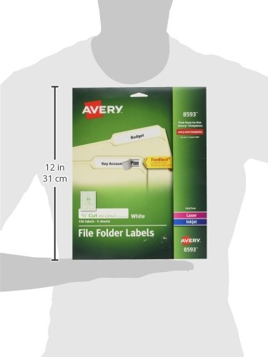 Avery File Folder Labels, 6667 x 3.4375", White, Pack of 150 (08593)