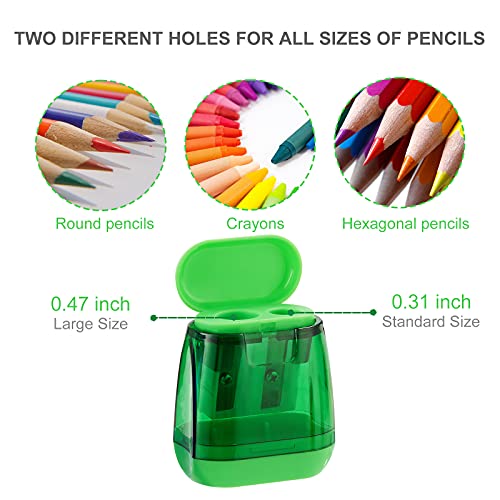 Sonuimy Pencil Sharpeners, 4 Pcs Pencil Sharpeners Manual ,Dual Holes Compact Colored Handheld Pencil Sharpener for Kids with Lid Adults Students School Class Home Office (Covered)