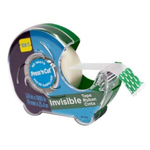 Seal-It Invisible Stationery Tape 3/4 x 1000 Inches On Press N' Cut Dispenser, Pack of 6 Total 6000 Inches, White (62452)