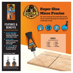 Gorilla Micro Precise Super Glue, 6 Gram, Clear, (Pack of 1)