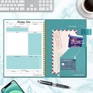 Regolden-Book Meeting Notebook for Work with Action Items, Project Planner Notebook for Note Taking, Office/ Business Meeting Notes Agenda Organizer for Men & Women, 160 Pages (7”x10”), Teal