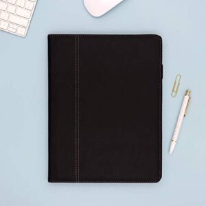 Blue Sky Professional Padfolio, 9.5" x 12", Textured Faux Leather Cover, Black, 8.5” x 11" Paper Notepad Included, 14714