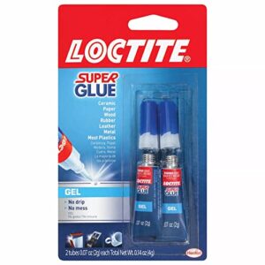 loctite super glue gel tube, clear superglue for plastic, wood, metal, crafts, & repair, cyanoacrylate adhesive instant glue, quick dry – 0.07 fl oz bottle, pack of 2