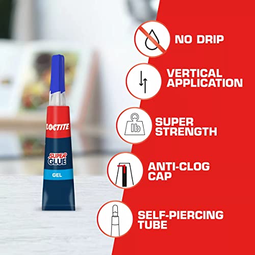 Loctite Super Glue Gel Tube, Clear Superglue for Plastic, Wood, Metal, Crafts, & Repair, Cyanoacrylate Adhesive Instant Glue, Quick Dry - 0.07 fl oz Bottle, Pack of 2