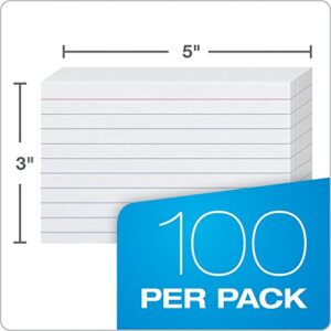 Oxford Heavyweight Ruled Index Cards, 3" x 5", White, 100 Per Pack (63500)