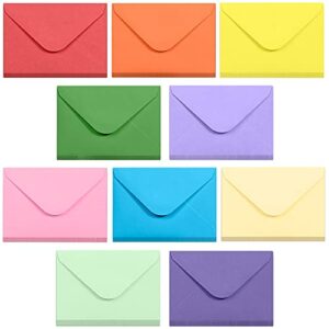 gift card envelopes – 100-count mini envelopes, paper business card envelopes, bulk tiny envelope pockets for small note cards, 10 colors, 4 x 2.7 inches
