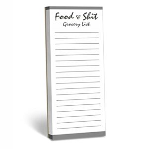 100 pages food&shit magnetic back funny grocery list planner note pad to do list for fridge locker (3″ x 8″)