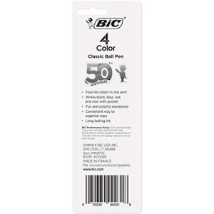 BIC Medium Point Ball Pen, 4 Colors, Assorted Ink, 1 per Pack
