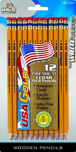 Write Dudes USA Gold Premium Cedar No. 2 Pre-Sharpened Pencils 12-Count (DDR56)