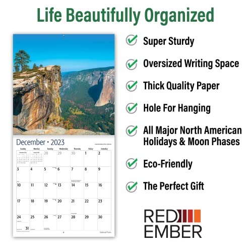 RED EMBER Untamed & Beautiful National Parks 2023 Hangable Monthly Wall Calendar | 12" x 24" Open | Thick & Sturdy Paper | Giftable | Wander Through Nature's Beauty