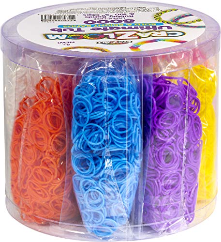 Cra Z Art Cra-Z-Loom Ultimate Tub 8000 Latex Free Rubber Bands and 100 “S” Clips for Making Crafts in Bold and Bright Colors, multi