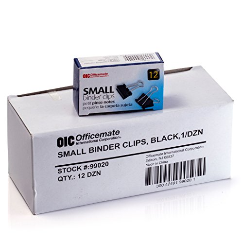 Officemate Small Binder Clips, Black, 12 Boxes of 1 Dozen Each (144 Total) (99020)