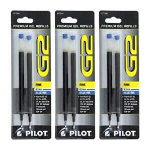 Pilot G2, Dr. Grip Gel/Ltd, ExecuGel G6, Q7 Rollerball Gel Ink Pen Refills, 0.7mm, Fine Point, Black Ink, 3 Packs of 2