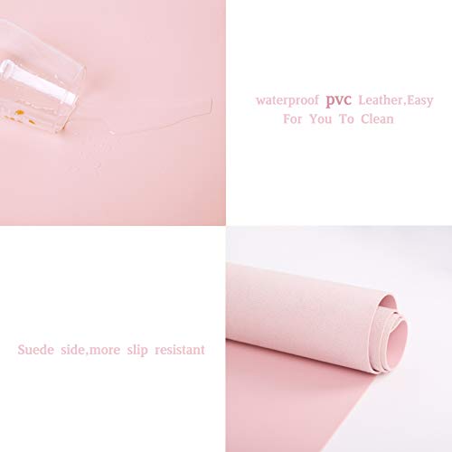 Non-Slip Desk Pad,Mouse Pad,Waterproof PVC Leather Desk Table Protector,Ultra Thin Large Desk Blotter, Easy Clean Laptop Desk Writing Mat for Office Work/Home/Decor(Pink, 31.5" x 15.7")