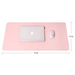 Non-Slip Desk Pad,Mouse Pad,Waterproof PVC Leather Desk Table Protector,Ultra Thin Large Desk Blotter, Easy Clean Laptop Desk Writing Mat for Office Work/Home/Decor(Pink, 31.5" x 15.7")