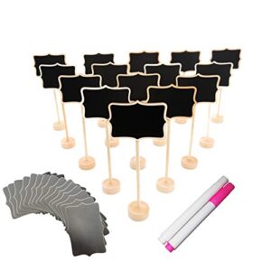 15 pack wood mini chalkboard signs (water-based chalk and replacement stickers are included) small rectangle chalkboards blackboard for weddings, message board signs and special event decorations