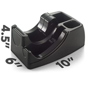 Officemate Recycled 2-in-1 Heavy Duty Tape Dispenser, 1" and 3" Cores, Black (96690)