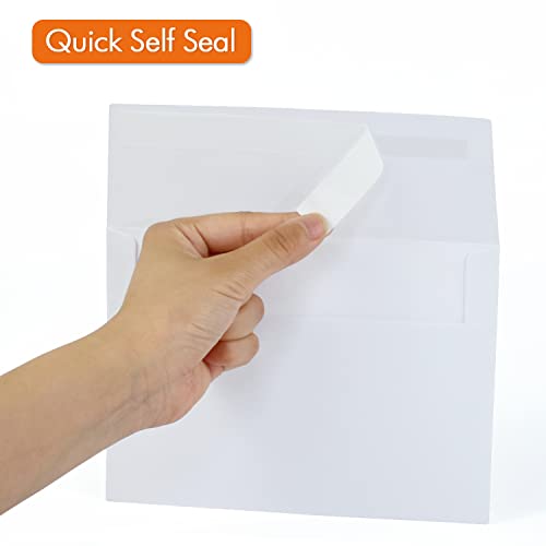 A7 White Envelopes 100 Pack 5X7 Envelopes Printable - Quick Self Seal,for 5x7 Cards| Perfect for Weddings, Invitations, Photos, Graduation, Baby Shower| 5.25 x 7.25 inches，AZAZA