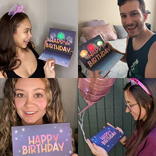 100 Greetings LIGHTS & SOUND 'Fireworks & Cheering' Birthday Pop Up Card - Happy Birthday Card for Wife, Husband, Him, Her, Women & Men – Pop Up Birthday Greeting Cards - 1 Card Only