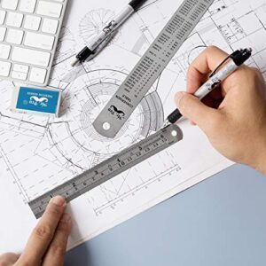 Mr. Pen Steel Rulers, 6 inch and 12 inch Metal Rulers, Pack of 2