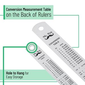 Mr. Pen Steel Rulers, 6 inch and 12 inch Metal Rulers, Pack of 2