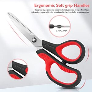 Scissors All Purpose, Huhuhero Premium 8.7" Titanium Super Sharp Scissors Heavy Duty Shears, Soft Comfort-Grip Scissors for Office School Home Craft Supplies, Right/Left Handed Scissors, 3-Pack