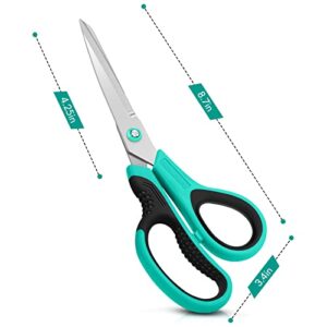 Scissors All Purpose, Huhuhero Premium 8.7" Titanium Super Sharp Scissors Heavy Duty Shears, Soft Comfort-Grip Scissors for Office School Home Craft Supplies, Right/Left Handed Scissors, 3-Pack