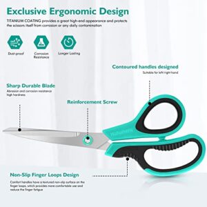 Scissors All Purpose, Huhuhero Premium 8.7" Titanium Super Sharp Scissors Heavy Duty Shears, Soft Comfort-Grip Scissors for Office School Home Craft Supplies, Right/Left Handed Scissors, 3-Pack