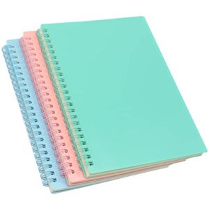 spiral notebook, 3 pcs a5 thick plastic hardcover 8mm ruled 3 color 80 sheets -160 pages journals for study and notes (light pink,light green,light blue, a5 5.7″ x 8.3″-ruled)